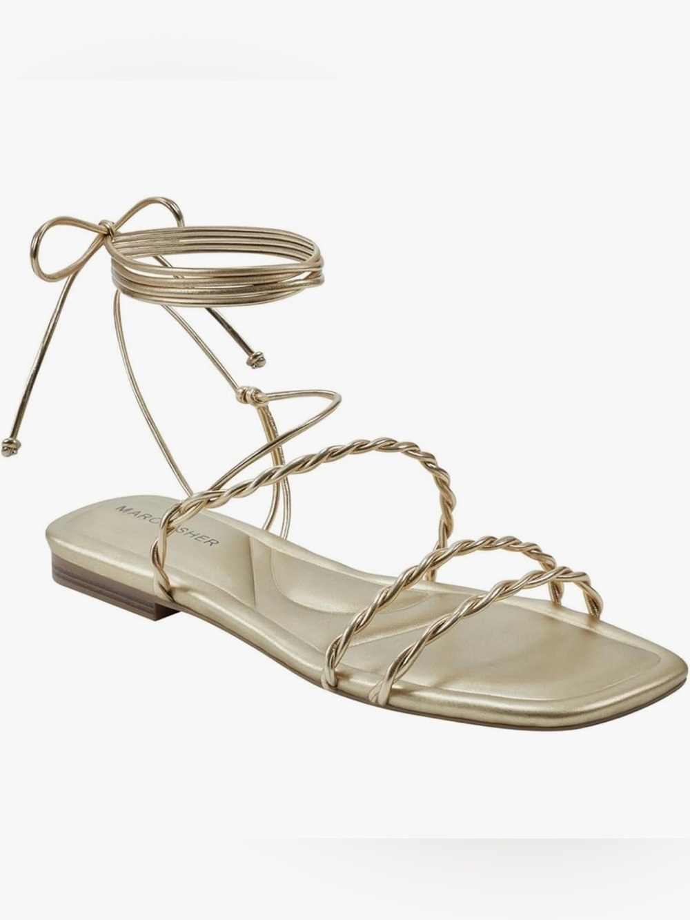 Marc Fisher Gold Braided Lace-Up Flat Sandal